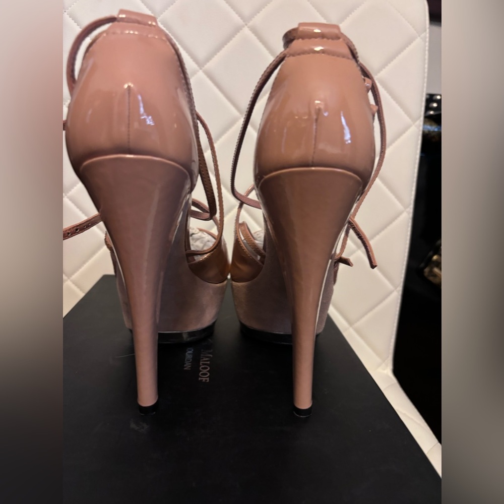 Tan strap platform high heels